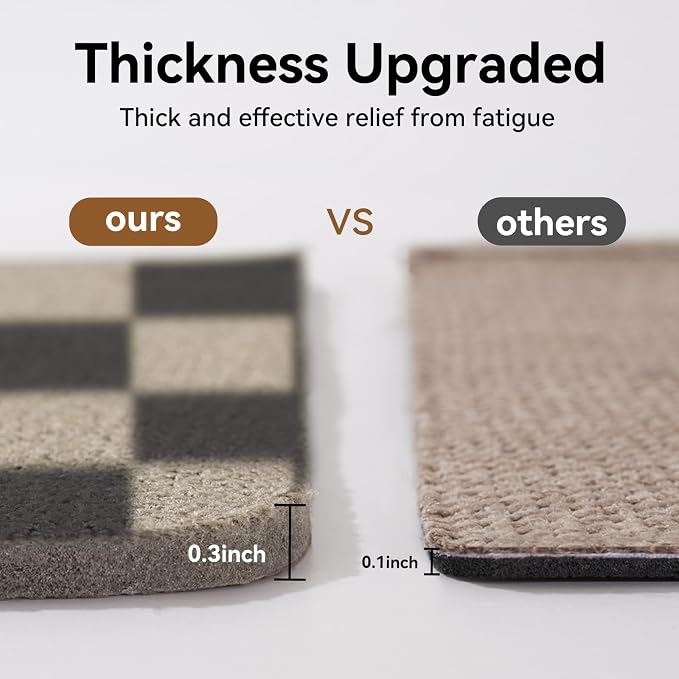 YDKGL Kitchen Rugs Non Slip Washable Kitchen Mats for Floor, Super Absorbent Oil and Water Linen-Look Woven Runner Rug, Kitchen Sink Mat Standing Mat, Brown 17"x47"