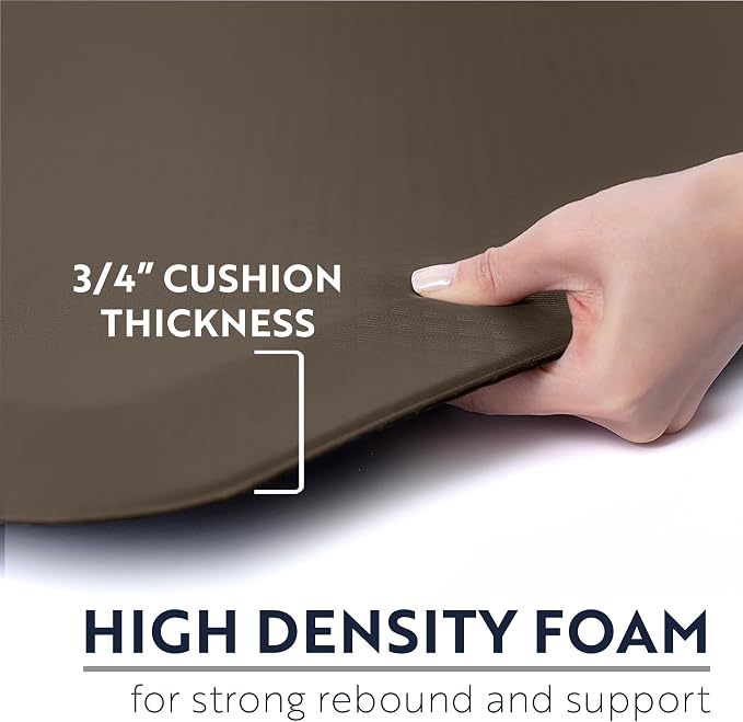 KANGAROO Anti Fatigue Mats for Kitchen Floor, 39x20, Reduce Foot, Knee, Back Pressure, 3/4 Inch Thick Cushioned Ergonomic Mat, Waterproof Comfort Rug for Under Sinks, Standing Desk, Stores, Cappuccino