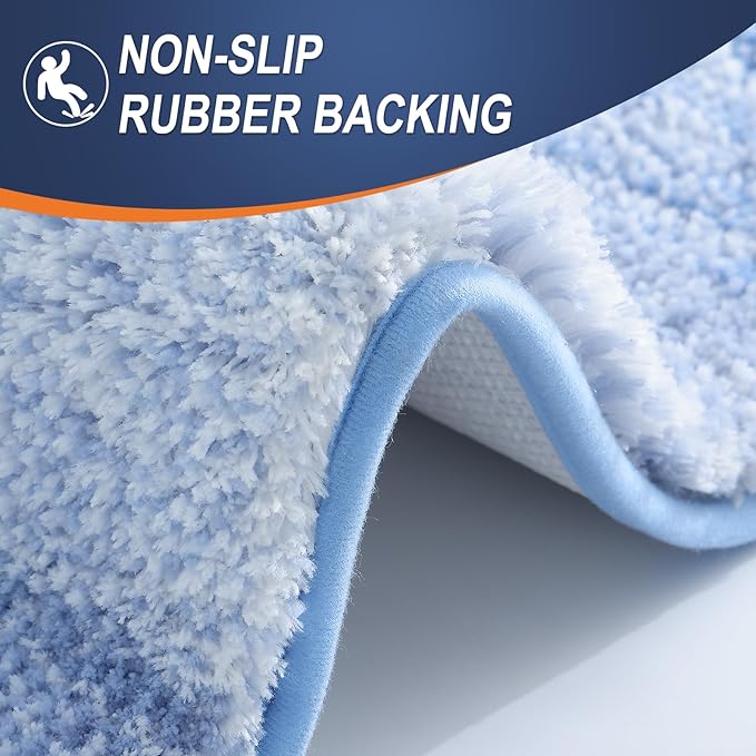 OLANLY Large Bathroom Rugs Mat 45x27, Extra Soft Absorbent Microfiber Bath Rugs, Rubber Backing, Quick Dry, Washable Bath Mats for Bathroom Floor, Tub and Shower, Home Decor Accessories, Light Blue