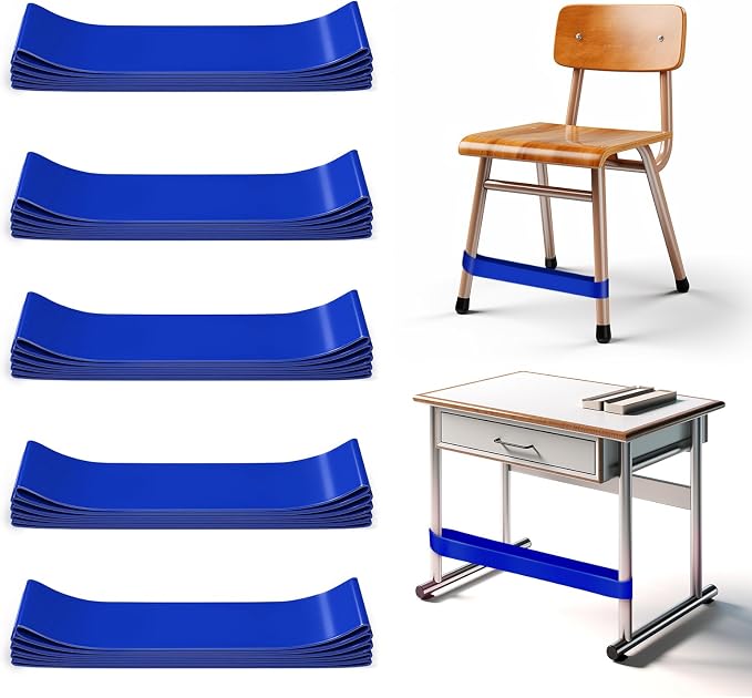 25 Pack Chair Bands for Kids with Fidgety Feet, ADHD Tools for Kids, Improve Focus & Reduce Restlessness, Chair Bands for Sensory ADHD ADD Autism - Classroom & Home Must Haves (Blue)