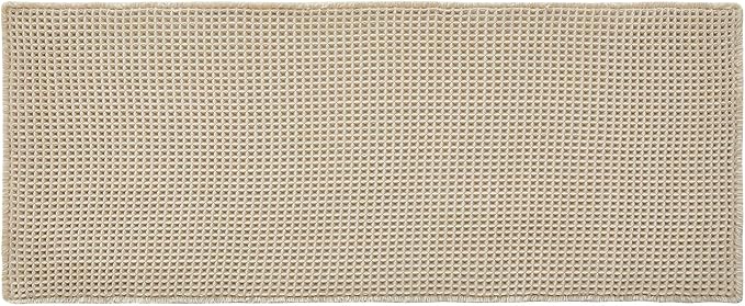 TYUU Pale Beige Bathroom Rug, Waffle Bath Mat Non Slip Washable Super Absorbent Quick Dry Boho Farmhouse Bathroom Decor, 48''x24'' / 4'x2' Pale Beige