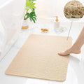 Anti Slip Shower Mat, Soft Textured Bath Mat, Easy Drain Non Slip Comfort Bathtub Mats, Quick Drying PVC Loofah Bathroom Mats, Phthalate Free (15.5" × 23.5", Beige)