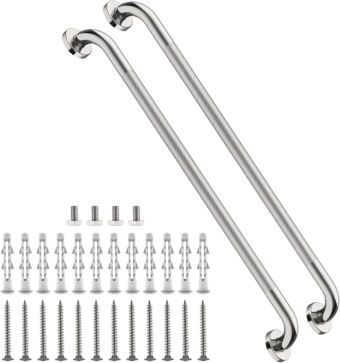 36 Inch Anti Slip Shower Grab Bar,Munzong Bathroom Grab Bars and Showers,Brushed Nickel Knurled Handicap Balance Bar,Safety Hand Rail Support Elderly Senior Bath Handle