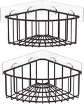 SMARTAKE 2-Pack Corner Shower Caddy Deep Basket Design, SUS304 Stainless Steel, Wall Mounted Bathroom Shelf with Adhesive, Storage Organizer for Toilet, Dorm and Kitchen (Bronze)