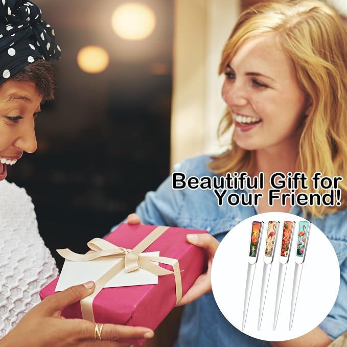 Chuangdi 4 Pieces Letter Opener Knife Fancy Stainless Steel Envelope Openers Slitter Lightweight Mail Opener Tool for Women Men Graduation Gift Office Home School Supplies(Flamingo Style)