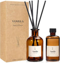 Reed Diffuser Set, 8.12 fl.oz Vanilla Oil Diffuser with 10 Sticks, Home Fragrance Reed Diffuser for Bathroom Shelf Decor & Air Fresheners, Up to 120 Days, 2 Pack