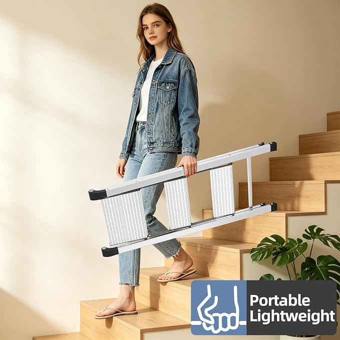 KINGRACK Aluminum Step Ladder, 3 Step Ladder Folding Design, Step Stool Foldable with Safe Grip, Non-Slip Handrails, Safety Lock, Heavy Duty 330LBS for Home, Kitchen, Garage, RV, Silver