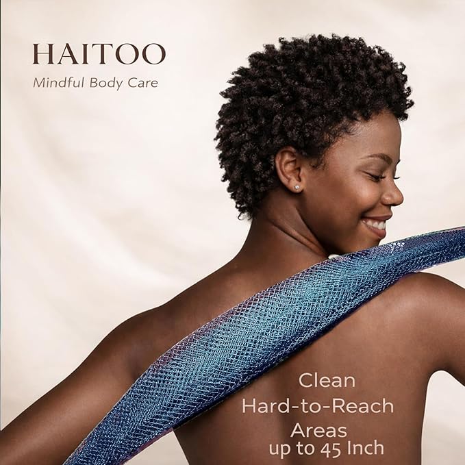 African Net Sponge Authentic, 6 Pieces African Exfoliating Net Sponge Body Back Scrubber Exfoliating Washcloth for Shower Bath for All Types (Black+Olive Green+Pink+Puple+Brown+Champagne Gold, 6 Pcs)