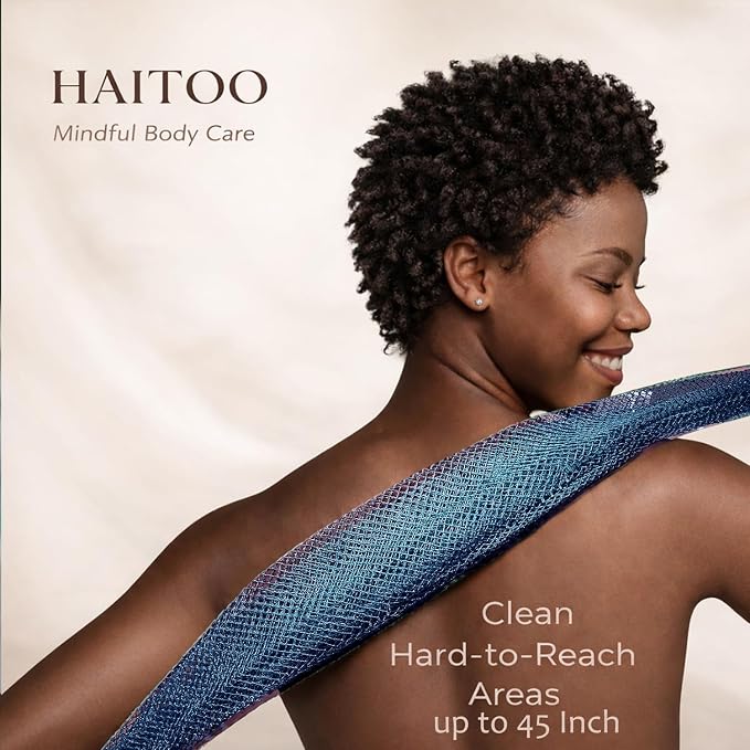 African Net Sponge Authentic, 3 Pieces African Exfoliating Net Sponge Body Back Scrubber Exfoliating Washcloth for Shower Bath for All Types Skin (Purple+Pink+Olive Green, 3 Pcs)