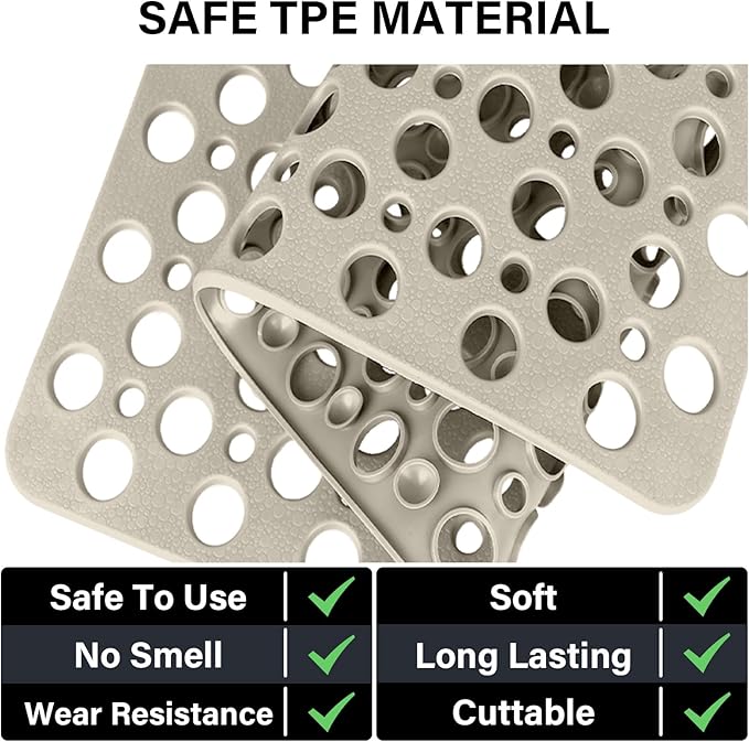 Non Slip Shower Mat: 36 X 24 Inch Large Shower Mats for Inside Shower - Soft TPE Anti Slip Long Shower Floor Mat with Large Drain Holes and Suction Cups