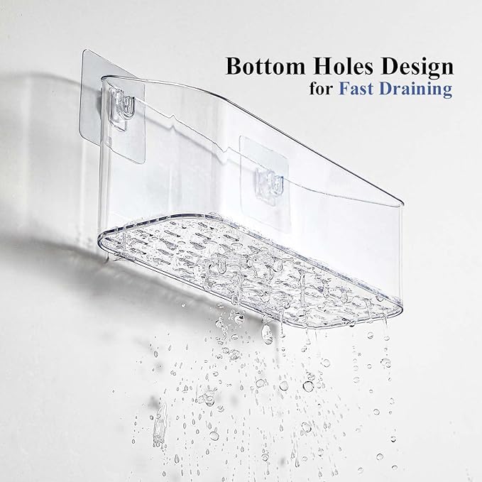 Bath Toy Storage Organizer, Bathtub Toy Storage Holder, Large Capacity Wall Mounted Shower Caddy Shower Organizer, No Drill Shelves Basket, Clear White, 2 Pack