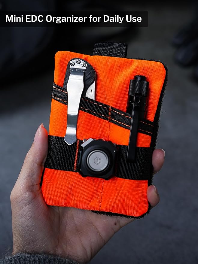 VIPERADE VE15 Small EDC Pouch, Pocket Organizer, EDC Pocket Pouch with DIY Patches Area, EDC Pocket Organizer Wallet for Cards, Small Tool Pouch for EDC Gears