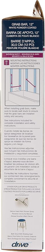Drive Medical RTL12012 Powder-Coated Grab Bar, White (Pack of 2)
