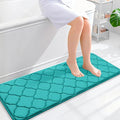 OLANLY Memory Foam Bath Mat Rug 47x17, Ultra Soft and Absorbent Bathroom Rugs, Non-Slip, Comfortable, Machine Washable Bath Carpet for Bathroom Floor, Tub, Shower and Home Decor Accessories, Teal