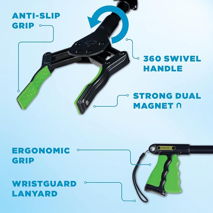 36 Inch Folding Grabber Reacher Tool - Heavy Duty Trash Picker Upper & Post Surgery Recovery Mobility Aid for Seniors - Strong Green Gripper with Magnetic Tip, Long Reaching Stick