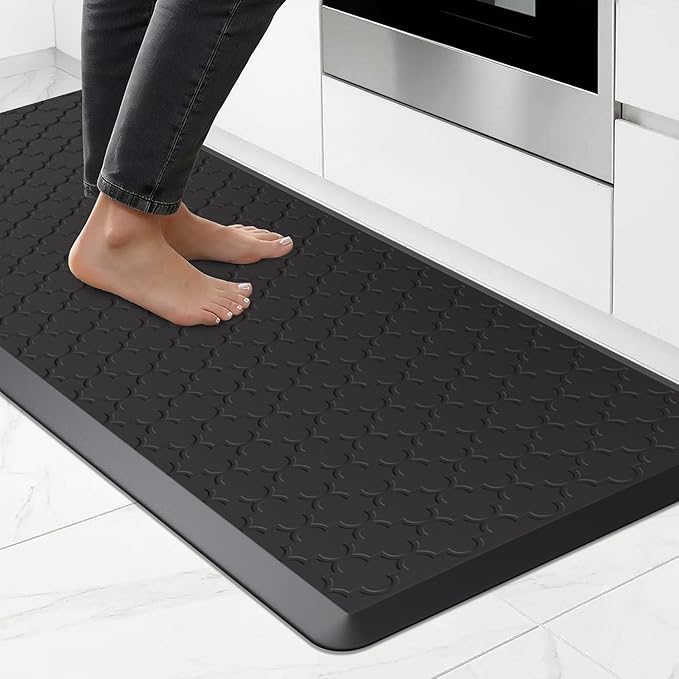 Kitchen Mat Cushioned Anti Fatigue for Floor, Non-Slip Waterproof Comfort Rug for Kitchen Sink, Standing Desk & Laundry, 20"x60", Black