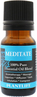 Plantlife Meditate Aromatherapy Essential Oil Blend - Straight from The Plant 100% Pure Therapeutic Grade - No Additives or Fillers - Made in California 10 ml