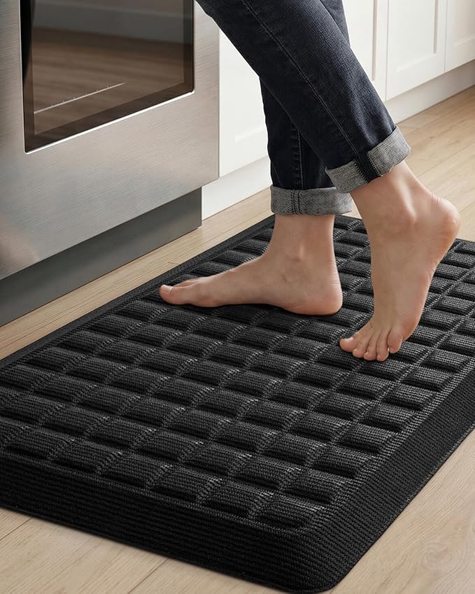 Color&Geometry 0.9 Inch Extra Thick Anti Fatigue Kitchen Floor Mat, High-Density Supportive Foam Standing Desk Mat, Waterproof Non-Slip Comfort for Sink, Office, Laundry, 20"x32", Black
