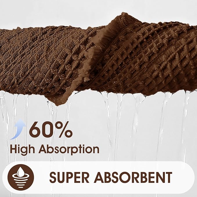 Waffle Bath Mat, Boho Woven Modern Bath Rug Absorbent Non Slip, Ultra Soft Bathroom Mats, Machine Washable Knit Bath Rugs with Border for Bathroom, Bedroom, Kitchen, Shower, Tub, 36"x24", Brown
