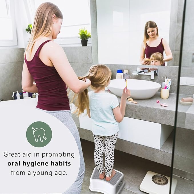 Step Stool for Kids (2 Pack) – Toddler Potty Training Stool with Non-Slip Grip, Lightweight Step Up Stool for Bathroom, Kitchen, Bedroom, Toy Room & Living Room (Gray White)