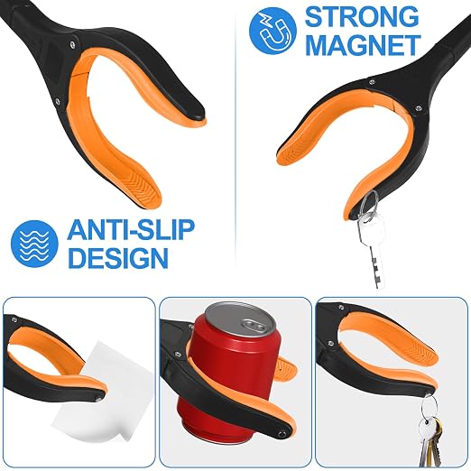 6 Pack 32 Inch Commercial Trash Grabber for Elderly Assist, Heavy Duty Lightweight Reacher with Ergonomic Handle & Non-Slip Grip, Multi-Use Outdoor Home Garden Cleanup Mobility Aid Tool