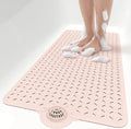 OTHWAY Bath Mat for Tub Non Slip: 39" X 17" Long Bathtub Mat with Hair Catcher│Big Drain Holes Shower Mats for Inside Shower│Machine Washable (Pink)