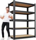 Garage Shelving for Home & Workshop Organization, 5-Tier Adjustable Metal Storage Rack for Tools, Storage Bins & Household Items, Utility Shelf for Garage, Pantry, 71" H x 32" W x 14" D