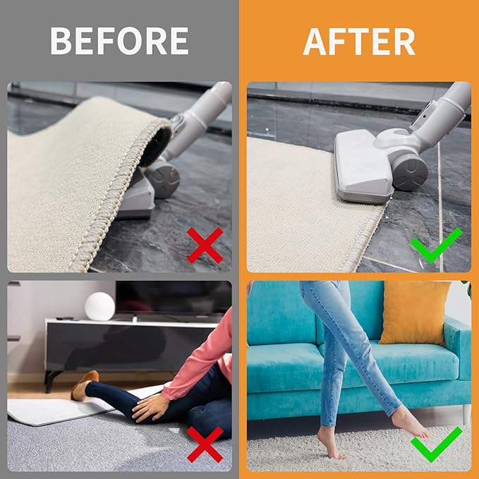 Daisyhome 12PCS Rug Pad Grippers for Hardwood Floors, Double Sided Reusable Anti-Slip Carpet Tape Stickers for Area Rugs, Non-Slip Rug Pads Keep Rugs in Place