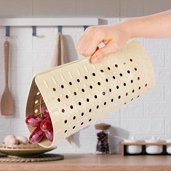 WILLKOMMEN Kitchen Sink Mat, 12" x 10" Rectangular Sink Protector Pad, Fast-Draining Grid Design Liner, Dish Drying Mat 2 Pack Beige