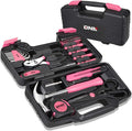 DNA MOTORING 39-Piece Portable Car Emergency Tool Kit, Home Repair Tool Kit, With Storage Box, Suitable For Home Diy, Car Repair, and Roadside Emergencies, Pink,TOOLS-00009