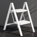 DIAMONDFORGE 2 Step Ladder, Folding Step Stool with Anti‑Slip Wide Pedal & Soft Grip Handle, Sturdy Steel Ladder with 330 lbs Capacity, Non‑Slip Feet for Home, Kitchen & Office, White