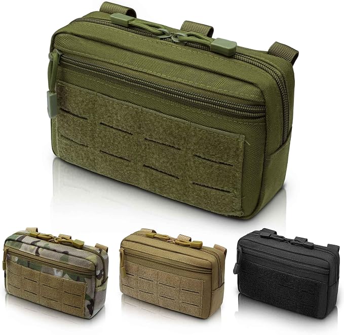 2 Pack 1000D Laser Cut Molle Pouches - Tactical Compact Water-Resistant Utility Admin Pouch for Vest Backpack Duty Belt Tactical Vests