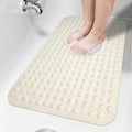 Beige Bathtub Mat Shower Mat Non Slip 17x30 Inch Standard Size, Soft Bubble Bath Tub Mat Shower Mats for Inside Shower Bathroom Floor Mat with Big Suction Cups & Drain Holes, BPA-Free