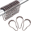 Amazer Shower Curtain Hooks, Decorative Bronze Shower Curtain Hooks,Stainless Steel Rust-Resistant Shower Hooks for Curtains-Set of 12