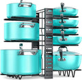 MUDEELA Pots and Pans Organizer Rack under Cabinet 16.61 Height, 8 Tiers Adjustable Pot Pan Rack with 3 DIY Methods, Pot Lid holder for Kitchen Cabinet Organizers and Storage