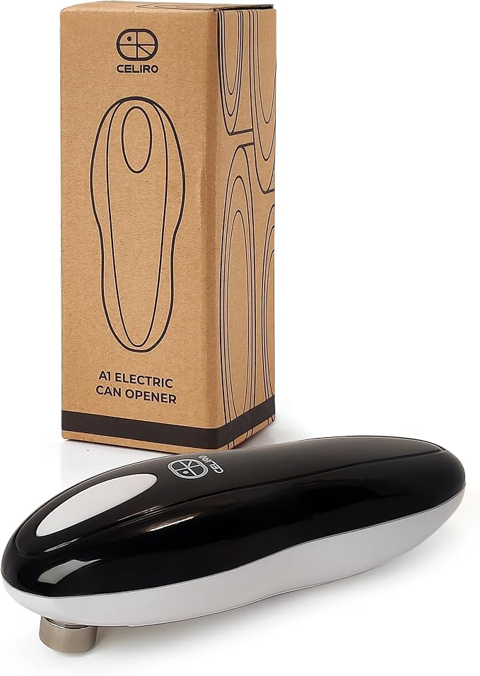 A1 Electric Can Opener – Smooth Edge Tin Opener with Easy-Touch Start & Stop, Ergonomic, Compact & Cordless Design - Black