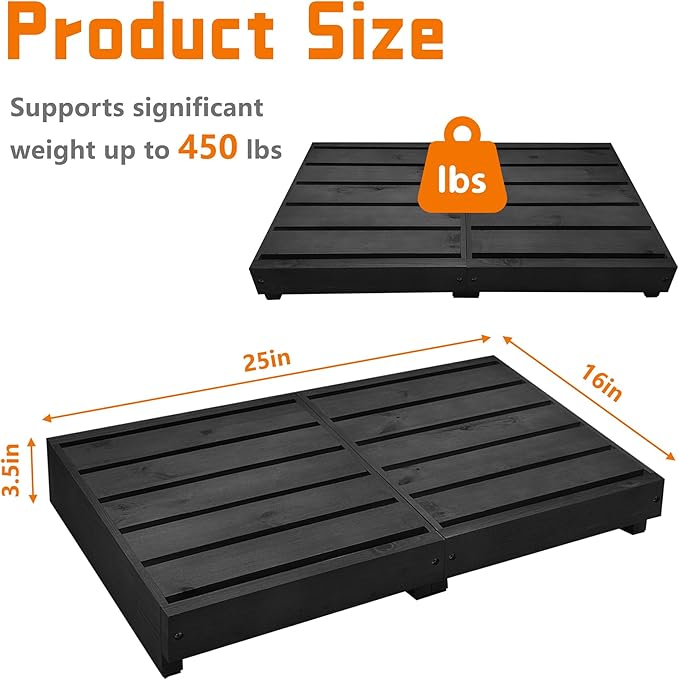 Indoor Wooden Step Stool 3.5'' Height, Outdoor Steps with Non Slip Pads, Step for Outside, Safety Stepping Stool for Bathroom, Kitchen, Bed, Black