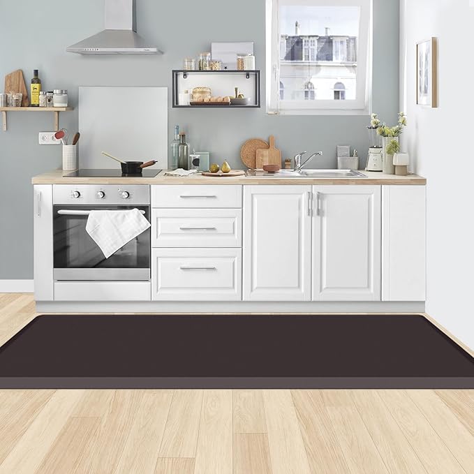 KitchenClouds Kitchen Mat Cushioned Anti Fatigue Rug 24"x70" Water Resistant, Non Slip, Standing and Comfort Desk/Floor Mats for House Sink Office (Chocolate)
