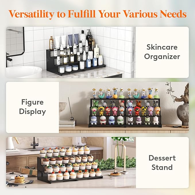 Lifewit Perfume Organizer, Bedroom Decor, Cologne Cupcake Stand, Tool-Free Assembly, Makeup Display Shelf for Vanity Bathroom Counter Storage, Black, 30 cm/12", 1 Pcs