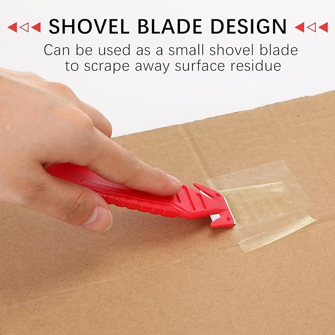 Therwen Safety Box Cutter Knife of Stainless Steel Concealed Blade Package Opener with Tape Splitter for Carton Cardboard Wrap Letter Work Bag Straps Film Utility Tool(Red,30 Pcs)