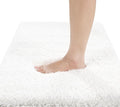 Yimobra Fluffy Plush Bath Rug, Super Shaggy Soft Comfortable Non Slip, Water Absorbent Microfiber Bath Mat, Dries Quickly, Machine Washable Thick Bathroom Rugs for Shower, 56" X 24", Off White