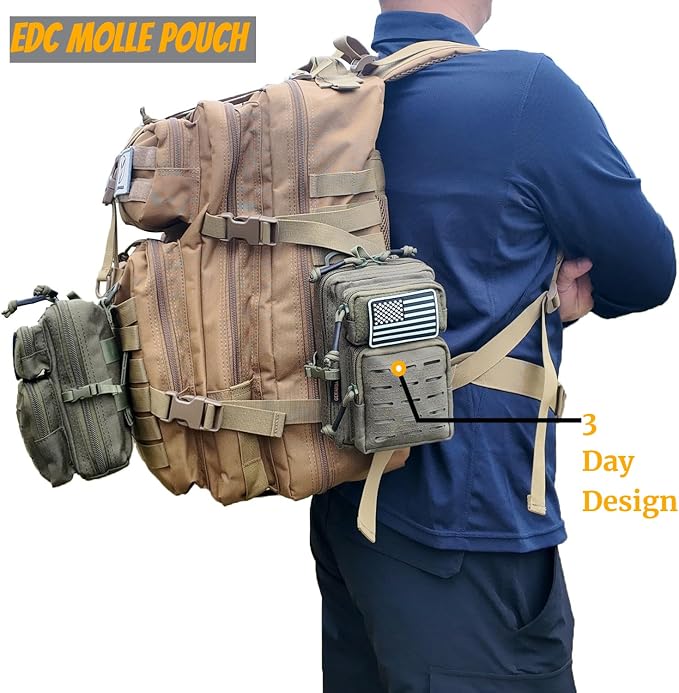 2 Pack Tactical Molle Utility Pouchs,Mini Belt Pouch EDC Pouch Tactical Phone Pouches Outdoor Admin Tool Pouch Medical EDC IFAK Pack with US Flag Patch