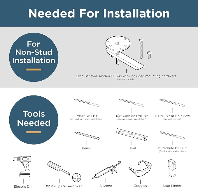Franklin Brass Voisin (1-Pack) 18' ADA Grab Bar Bathtub Handle Safety Grip in Bright Stainless Steel 1-1/4' diameter Wall Mount Shower Handicap VOI5918-BS