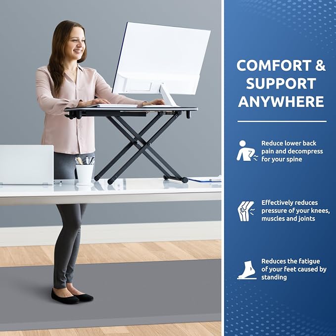 KitchenClouds Kitchen Mat Cushioned Anti Fatigue Rug 30"x108" Water Resistant, Non Slip, Standing and Comfort Desk/Floor Mats for House Sink Office (Grey,0.8inch)