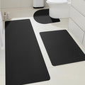 ACCUMTEK Non Slip Bath Mat, Thin Bathroom Rugs Fit Under Door, Quick Dry Bath Mats, Machine Washable Bath Rugs for Bathroom, Bathtub & Kitchen, Bathtub, Black/Solid/3 Piece
