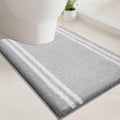 PURRUGS Bathroom Rug Non-Slip Machine Washable 20" x 24" U-Shaped, Super Absorbent and Quick Dry Shaggy Microfiber Bath Mat, Extra Soft and Plush Contour Rug for Toilet Base, Light Grey