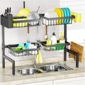SNSLXH 4 Baskets 2-Tier Over The Sink Dish Drying Rack, 26.57"-35", Large Sink Rack for Kitchen, Extensible and Adjustable, Saving Kitchen Space