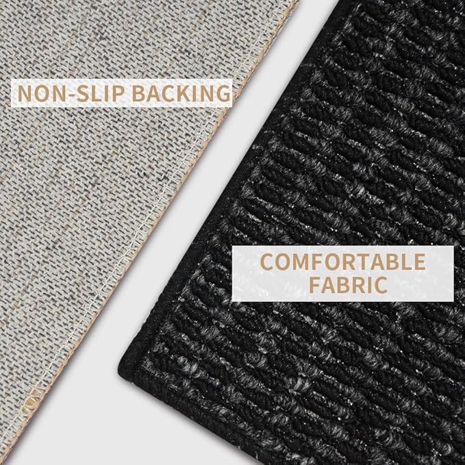 Indoor Doormat, 24" x 40", Black and Grey, Non-Slip Front Door Mats, Outdoor, Washable, Low Profile Indoor Door Mats for Entrance, Entryway, Dirt Resistant and Absorbent Welcome Mat