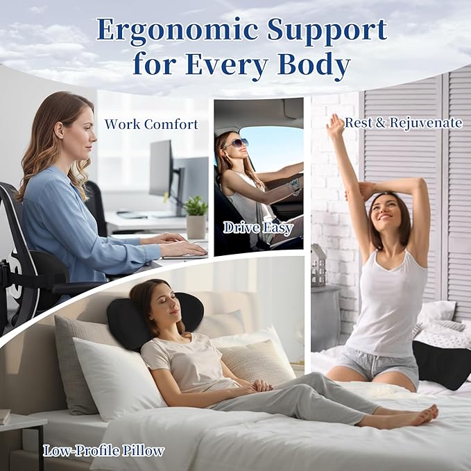 Lumbar Support Pillow for Office Chair - Lumbar Pillow for Car - Ergonomic Lumbar Support Pillow for Car Automotive Seat Cushions (Classic Black)