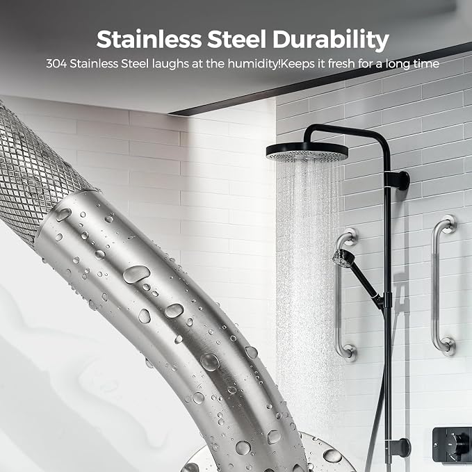 18 Inch Grab Bars for Shower, Stainless Steel Safety Handicap Grab Bars for Bathroom, Anti-Slip Shower Handle, Wall Mounted (2 Pack, Brushed Nickel)